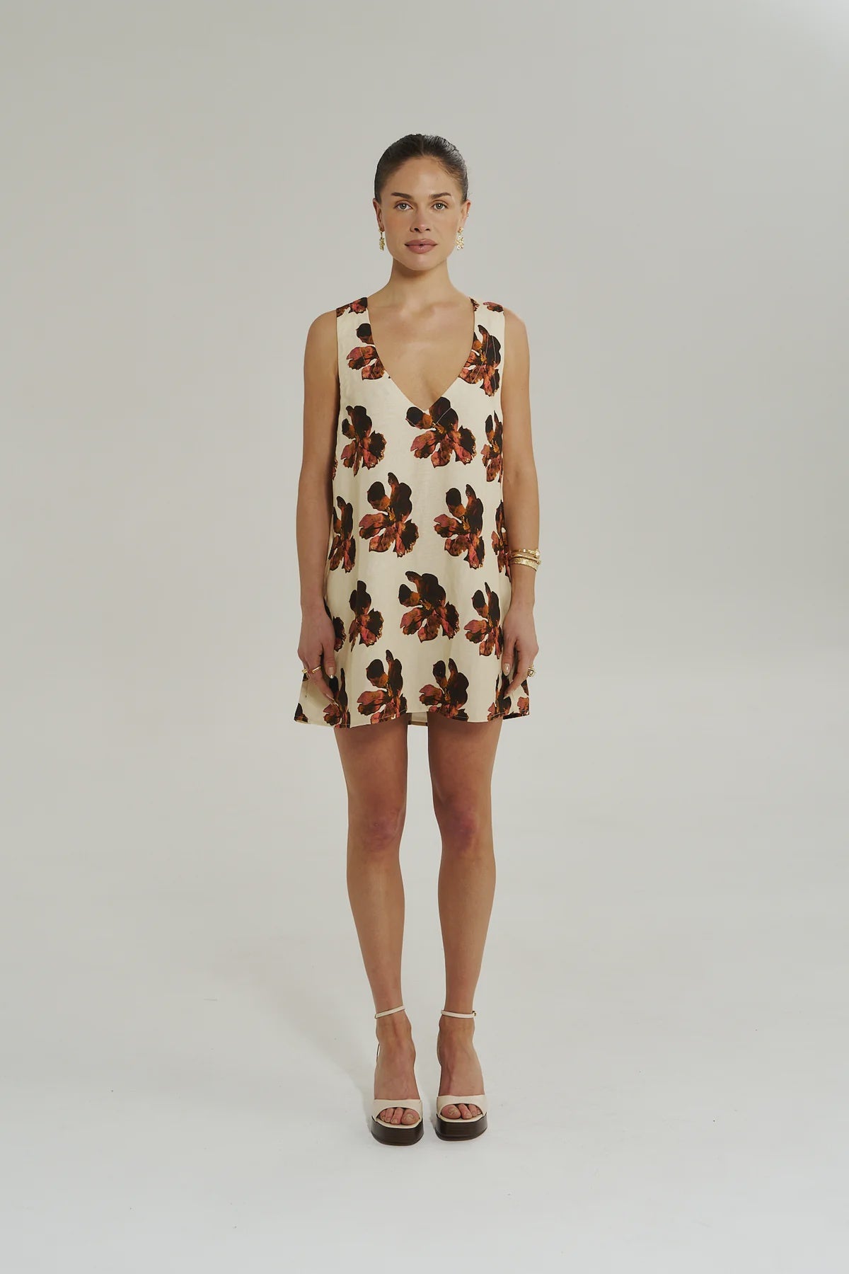 V NECK MNI DRESS - BUTTER FLEUR