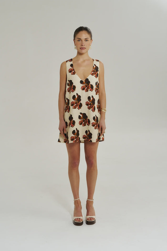 V NECK MNI DRESS - BUTTER FLEUR