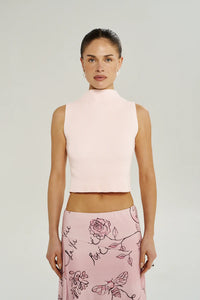 Knit High Neck Tank - Dusty Rose