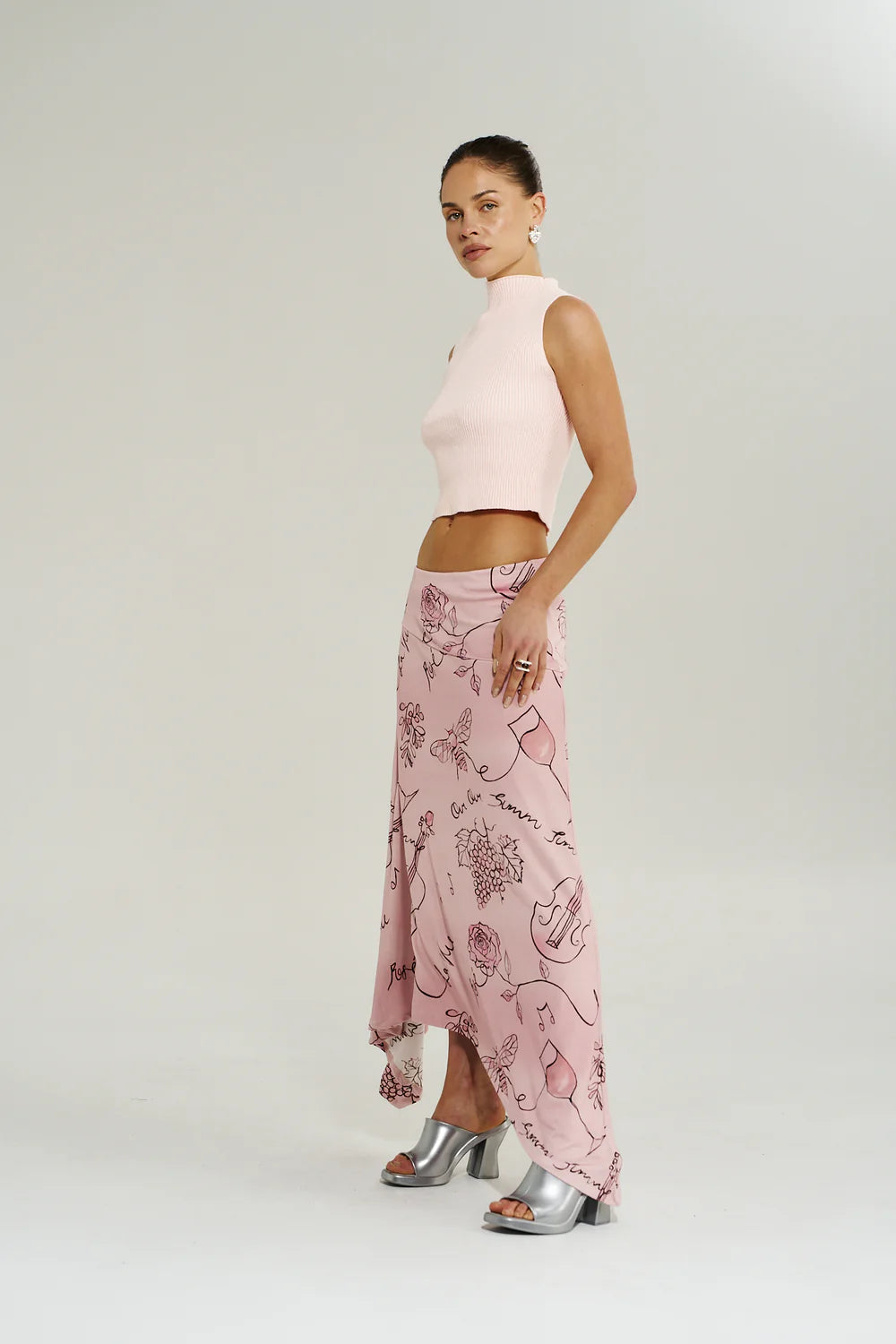 Knit High Neck Tank - Dusty Rose
