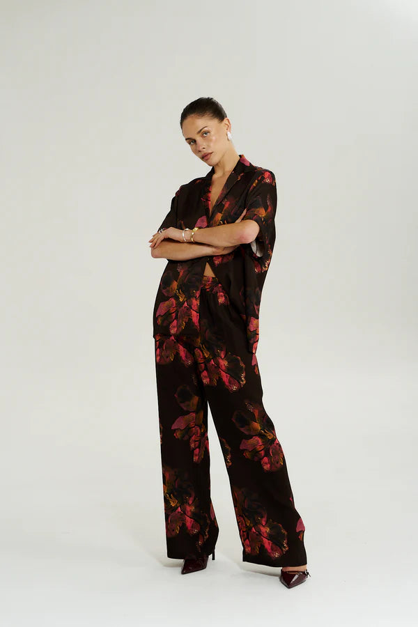 WIDE LEG PANT - CHOC PETALS