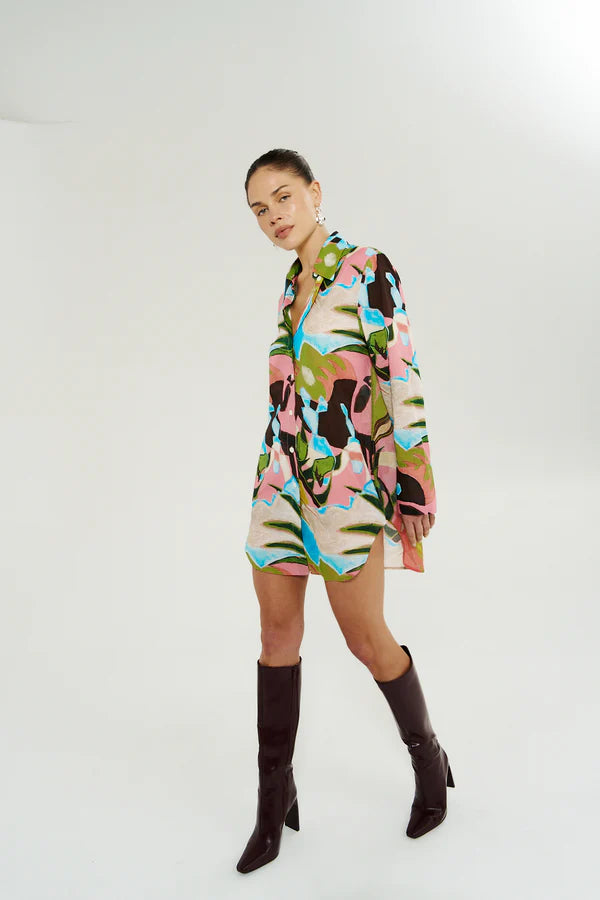LS ASH SHIRT DRESS - WONDERLAND