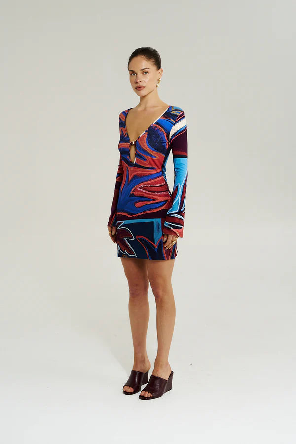 AMIE LS MINI DRESS - BORDEAUX