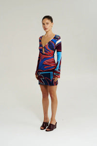 AMIE LS MINI DRESS - BORDEAUX