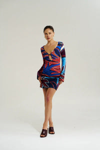 AMIE LS MINI DRESS - BORDEAUX