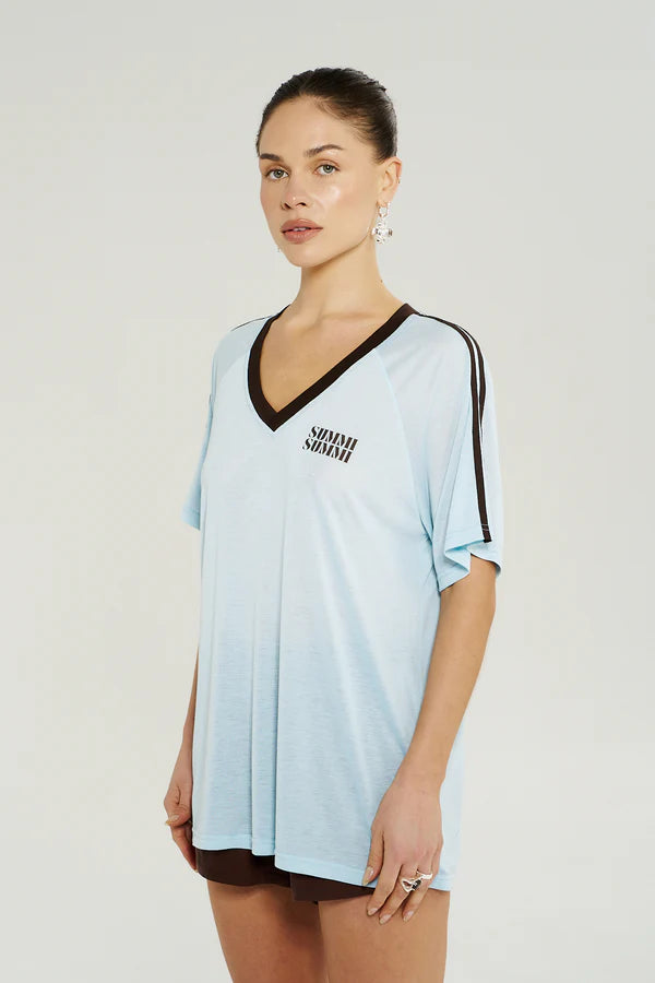 V NECK JERSEY TEE - ICE
