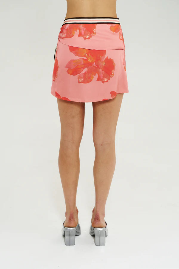 MINI WRAP SKIRT - PEACH PETALS