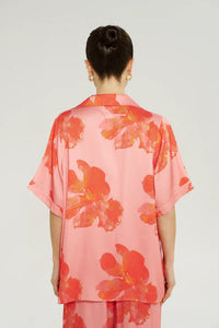 BUTTON UP SS SHIRT - PEACH PETALS