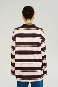 LS POLO TOP - CHOCOLATE ROSE