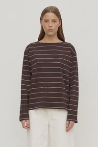 SCOUT LONG SLEEVE TEE  GANACHE CREAM STRIPE