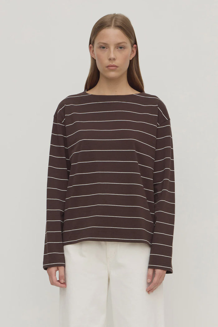SCOUT LONG SLEEVE TEE  GANACHE CREAM STRIPE