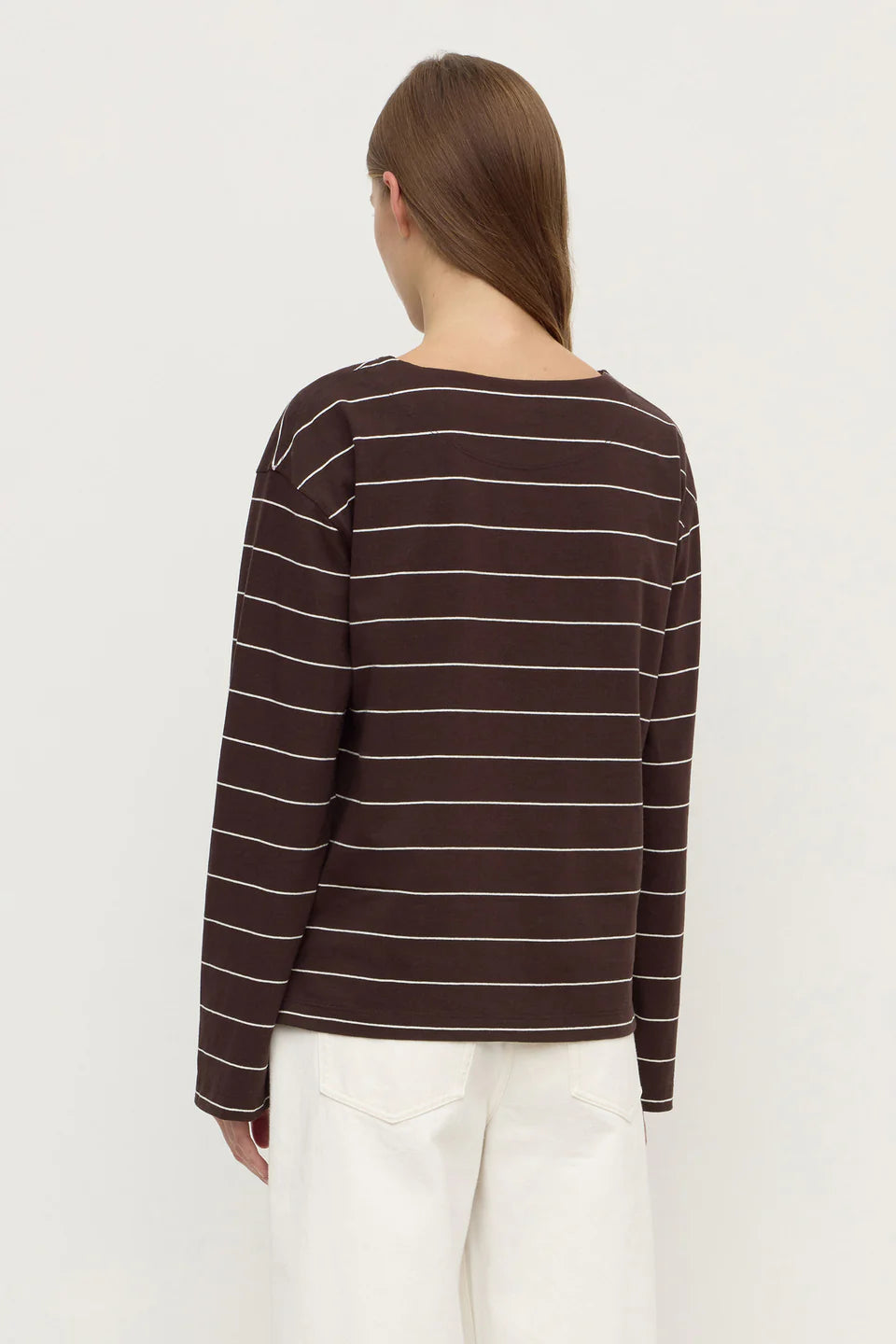 SCOUT LONG SLEEVE TEE  GANACHE CREAM STRIPE