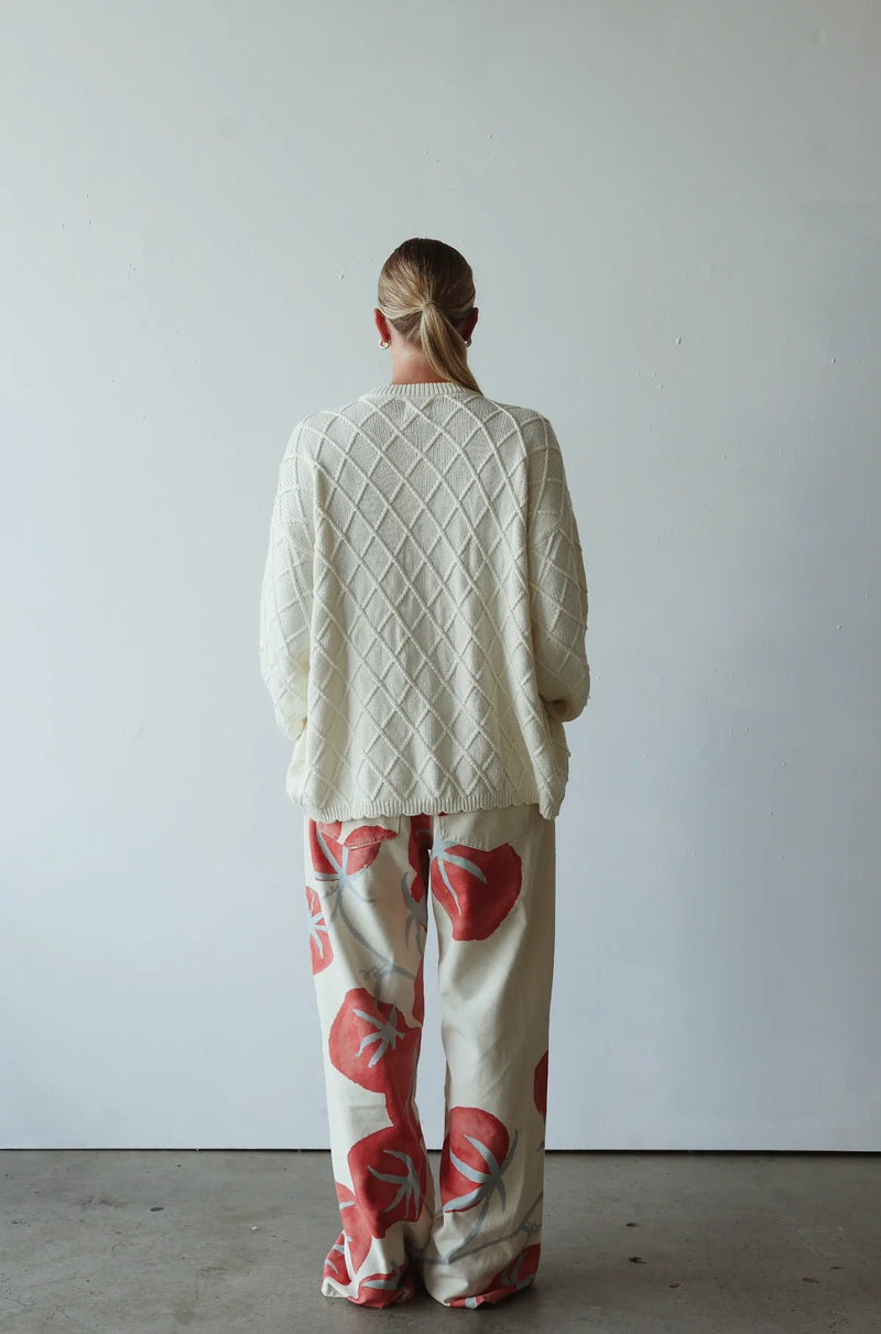 Baggy Mid Rise Jean - Tomato Print