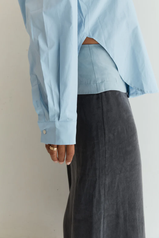 Button Up With A Twist - Cornflower Blue