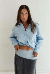 Button Up With A Twist - Cornflower Blue