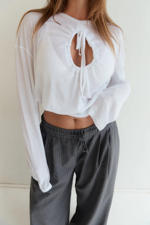 Cut Out L/S - White