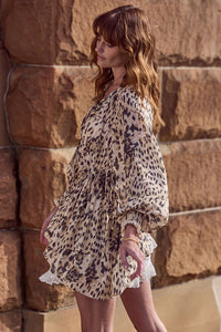 Snow Leopard Asymmetric Blouse - Animal