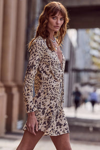 Snow Leopard Bias Mini Dress - Animal