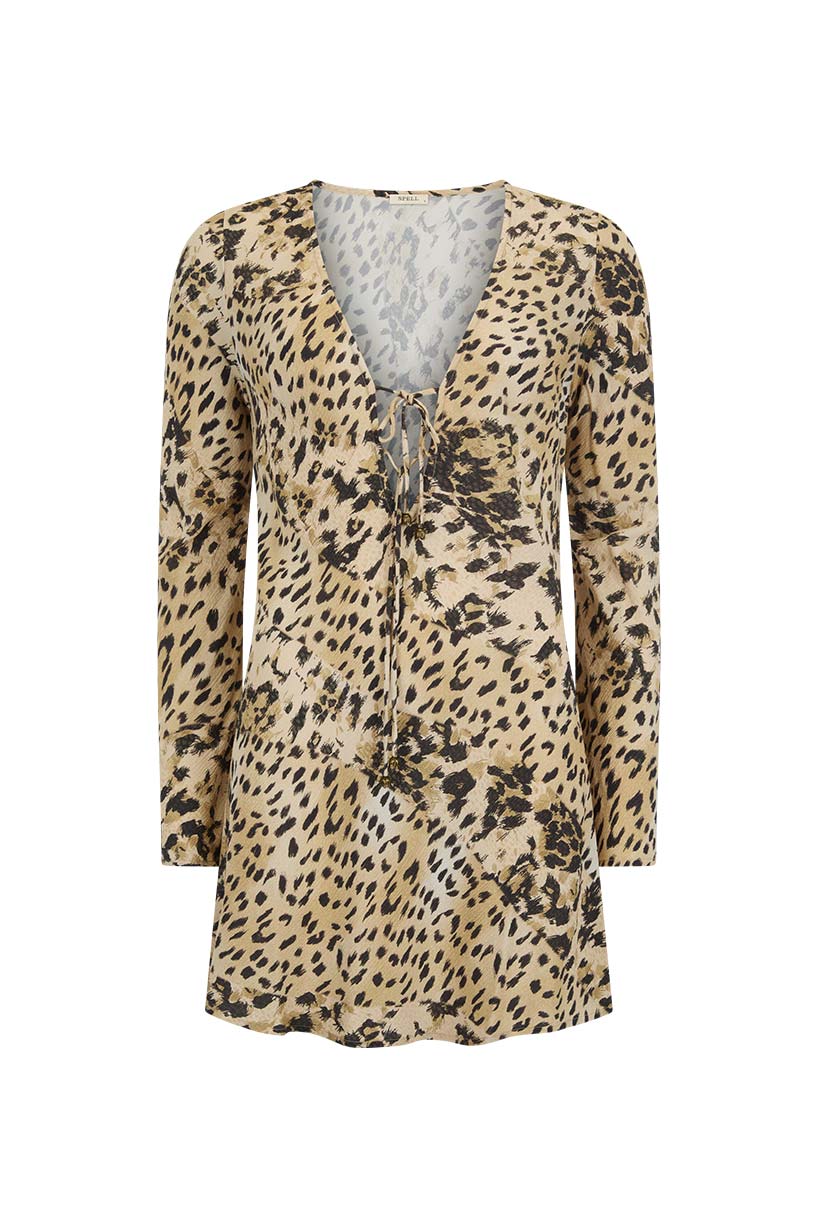 Snow Leopard Bias Mini Dress - Animal