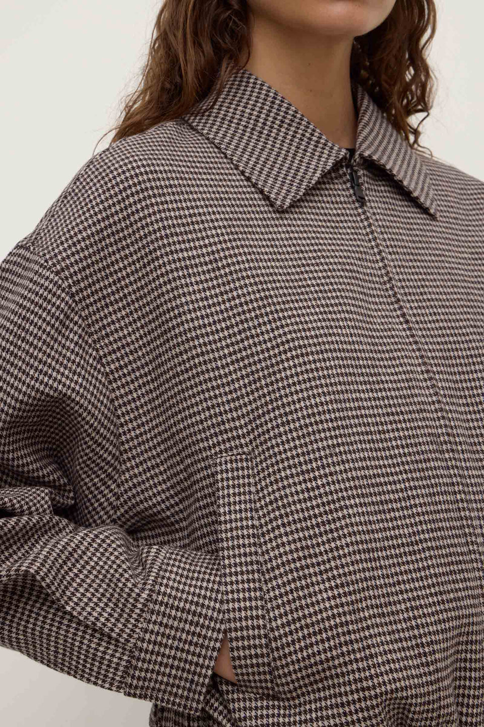 SOLANA WOOL JACKET BROWN BLACK CHECK