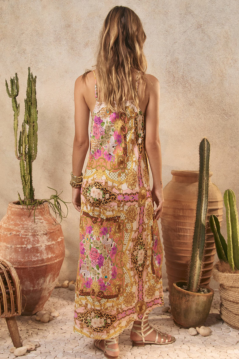 Lovers & Dreamers Strappy Maxi Dress - Champagne Peach