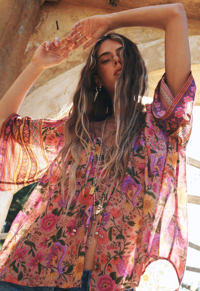 Swan Lake Short Sleeve Blouse - Lilac Rose