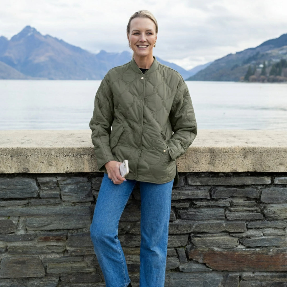 Talei Quilted Bomber | Olive Green