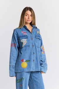 Tattoo Denim Shacket