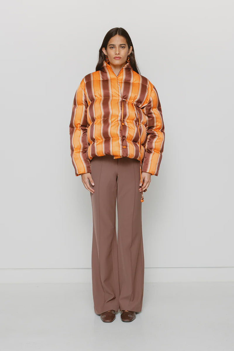 Taja Puffer Jacket - Tangerine Stripe