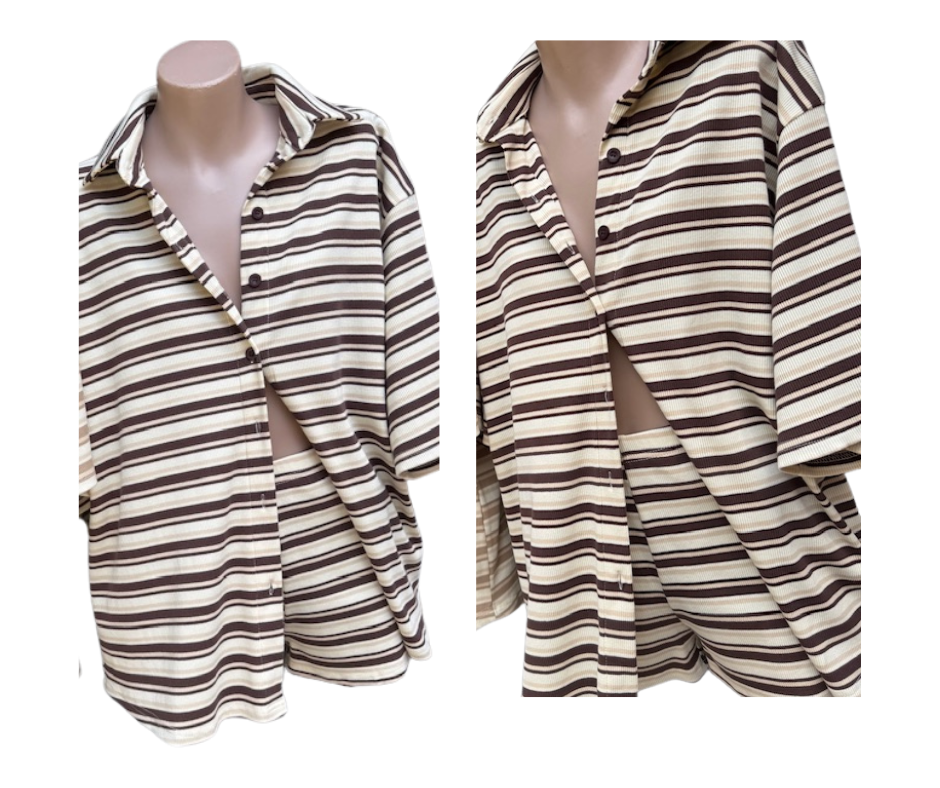 Choc Stripe Shortie Set