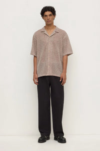 Watson Short Sleeve Shirt Cream & Burgundy