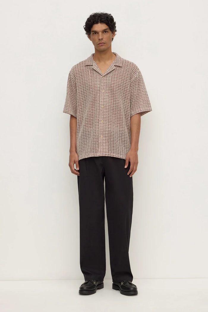 Watson Short Sleeve Shirt Cream & Burgundy