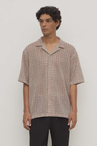 Watson Short Sleeve Shirt Cream & Burgundy