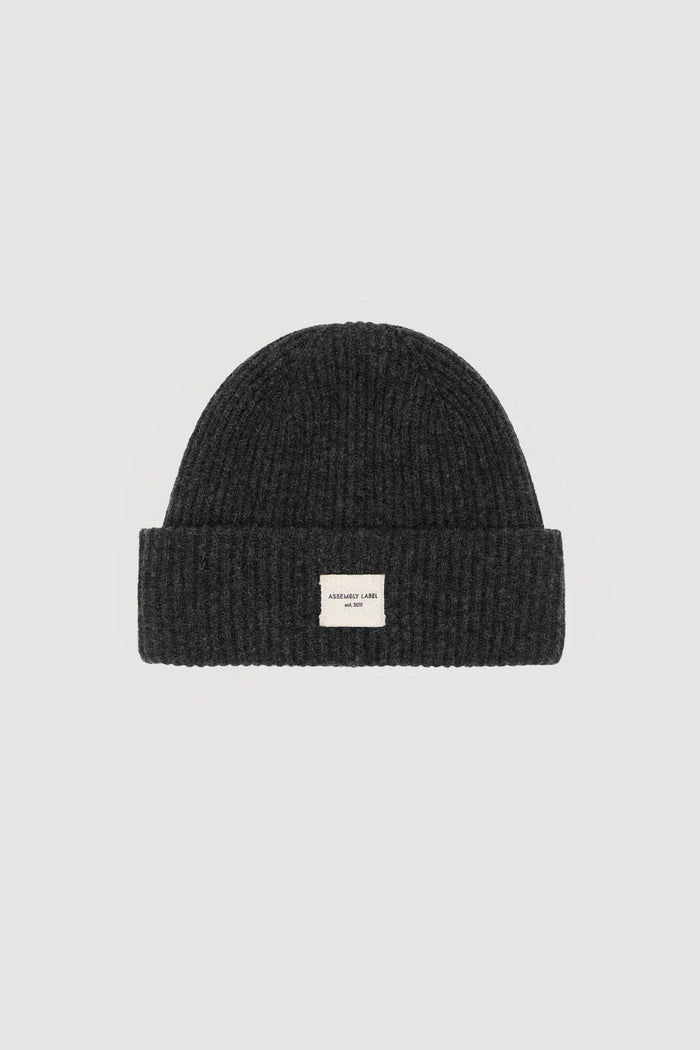 Wool Rib Beanie - Charcoal Marle