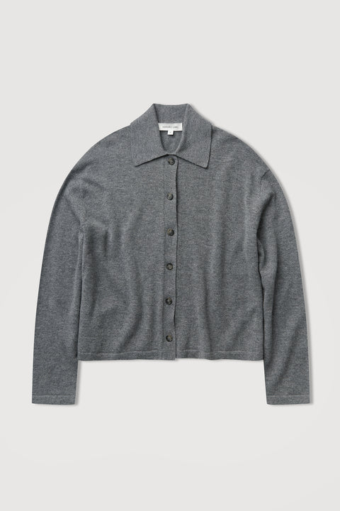 Wool Cashmere Knit Cardigan - Grey Marle