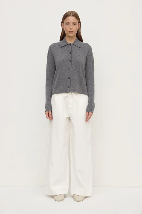 Wool Cashmere Knit Cardigan - Grey Marle