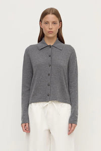 Wool Cashmere Knit Cardigan - Grey Marle