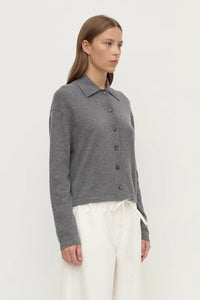 Wool Cashmere Knit Cardigan - Grey Marle
