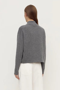 Wool Cashmere Knit Cardigan - Grey Marle