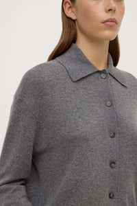 Wool Cashmere Knit Cardigan - Grey Marle