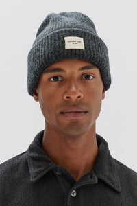 Wool Rib Beanie - Charcoal Marle