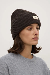 Wool Rib Beanie - Ganache