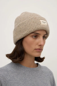 Wool Rib Beanie - Stone Marle