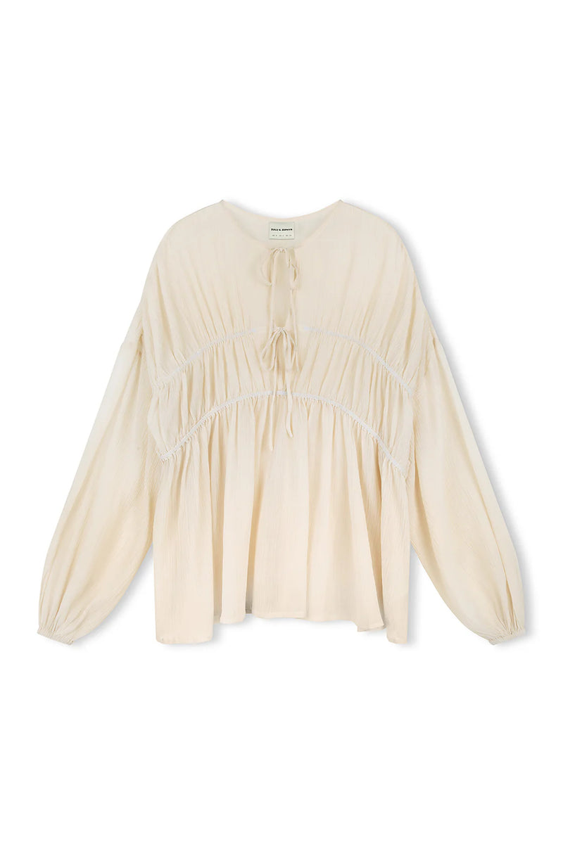 Sheer Textured Blouse - Stone