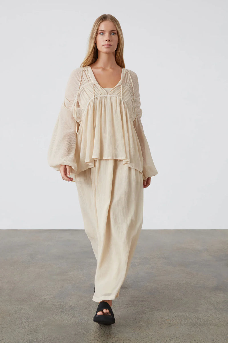Sheer Textured Blouse - Stone