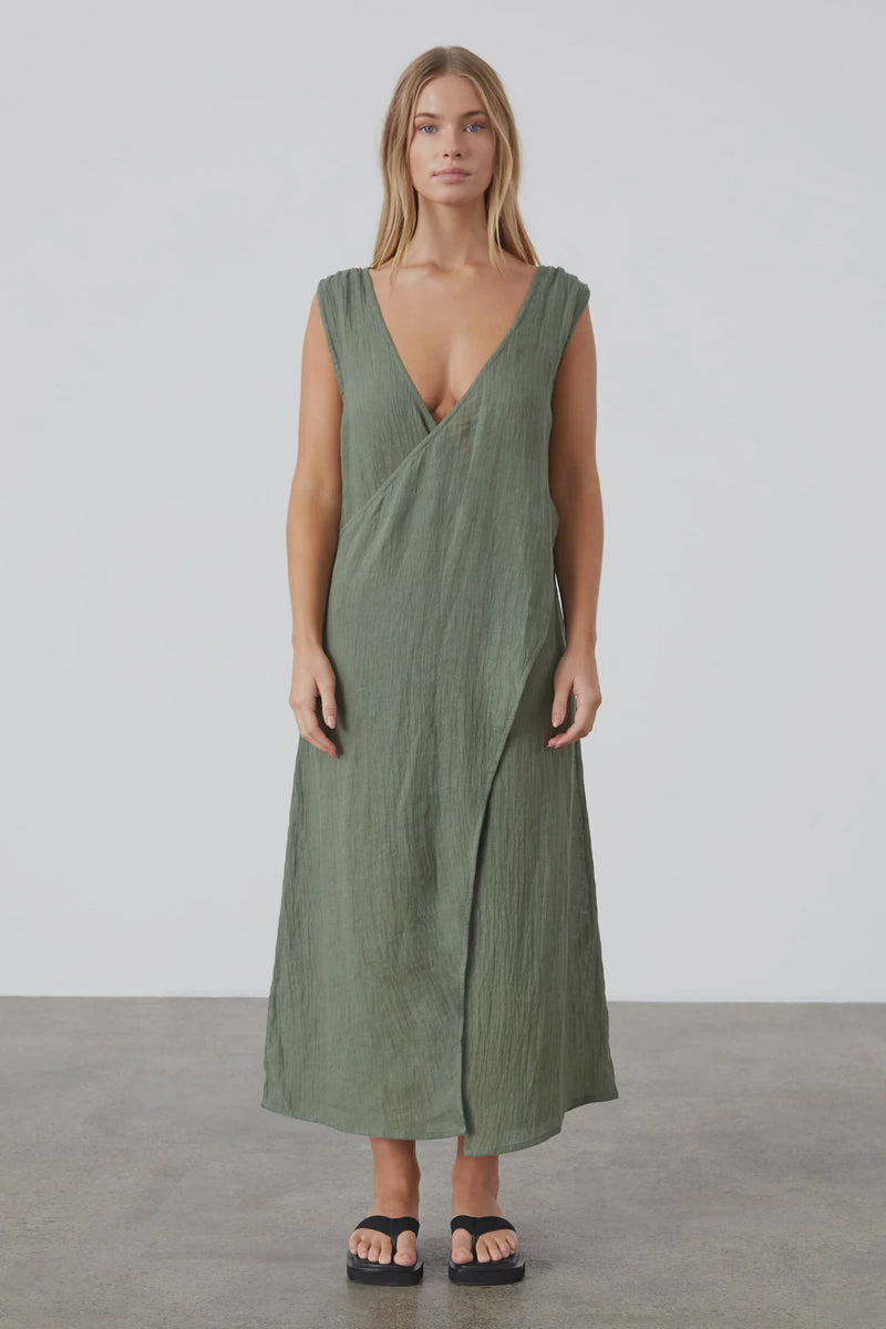 Linen Textured Dress - Eucalyptus
