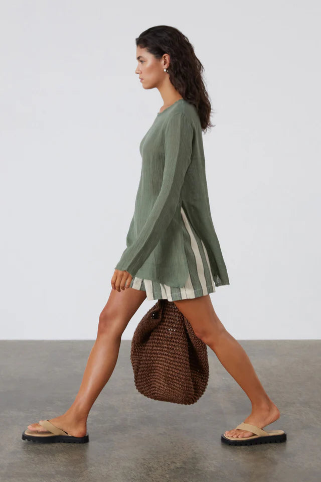 Organic Cotton Short - Eucalyptus Stripe