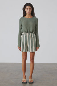 Organic Cotton Short - Eucalyptus Stripe