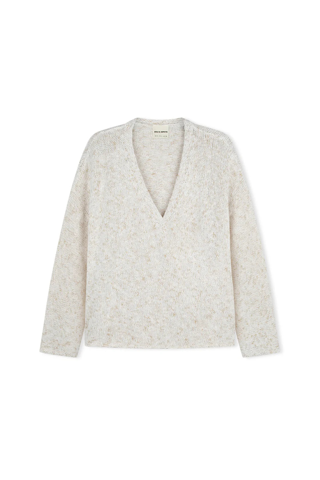 Cotton Blend V Neck Jumper - Camel Marle