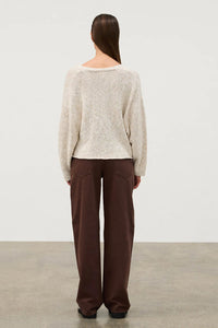 Cotton Blend V Neck Jumper - Camel Marle